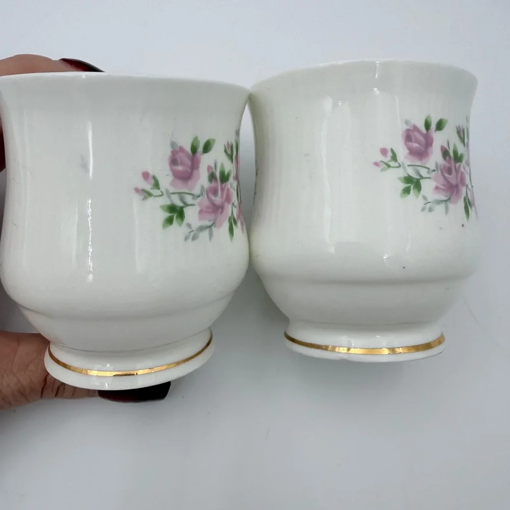 Daffodil‎ Fine Bone China Tea Cups Set Pink Roses Gold Trim Vintage